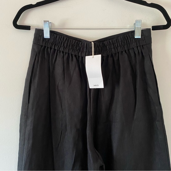 New MNG Black Linen High Waist Croped
Wide Leg Culottes Pants Size M - Picture 6 of 16